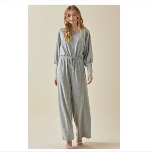 BNWT Super Luxe Medium Weight Jumpsuit, Heathered Gray - Picture 3 of 7